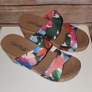Corkys Women's Floral Wedge Sandals
